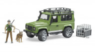 BRUDER Land Rover Defender universālis ar mežsargu un suni, 02587