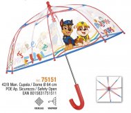 PERLETTI Caurspīdīgs lietussargs Paw Patrol 42/8, 75151