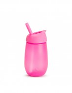 MUNCHKIN pudelīte ar salmiņu SIMPLE CLEAN, 237ml, pink, 12m+, 90019
