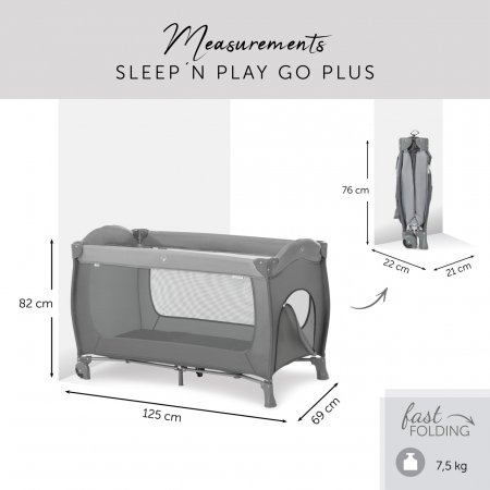 HAUCK gultiņa-manēža Sleep N Play Go Plus Grey 60081-8