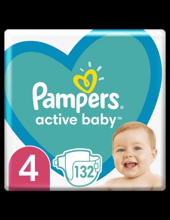 PAMPERS Active Baby autiņbiksītes 4.izmērs, 132gab, 9kg-14kg, 81747790 81747790
