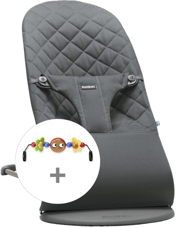 BABYBJÖRN šūpuļkrēsls BLISS Cotton + koka rotaļlieta, anthracite, 606026A 606026A