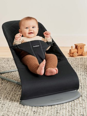 BABYBJÖRN šūpuļkrēsls BLISS Cotton Classic Quilt, black + rotaļlieta, 606030 