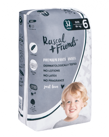 RASCAL + FRIENDS autiņbiksītes-biksītes 6 izmērs, 16kg+, 32 gab. 93236