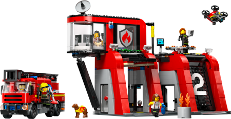60414 LEGO® City Ugunsdzēsēju Depo Un Ugunsdzēsēju Auto 