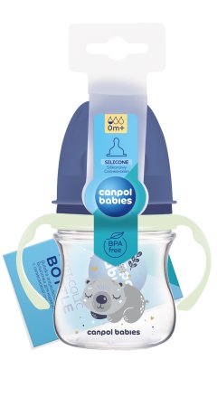 CANPOL BABIES Pretkoliku pudelīte EasyStart, 120ml, Sleepy Koala, 35/236_blu 
