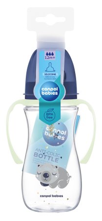 CANPOL BABIES Pretkoliku pudelīte EasyStart, 300ml, Sleepy Koala, 35/238_blu 