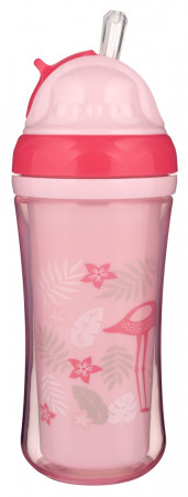 CANPOL BABIES sporta pudelīte ar silikona salmiņu Flamingo 260ml, 74/050 74/050